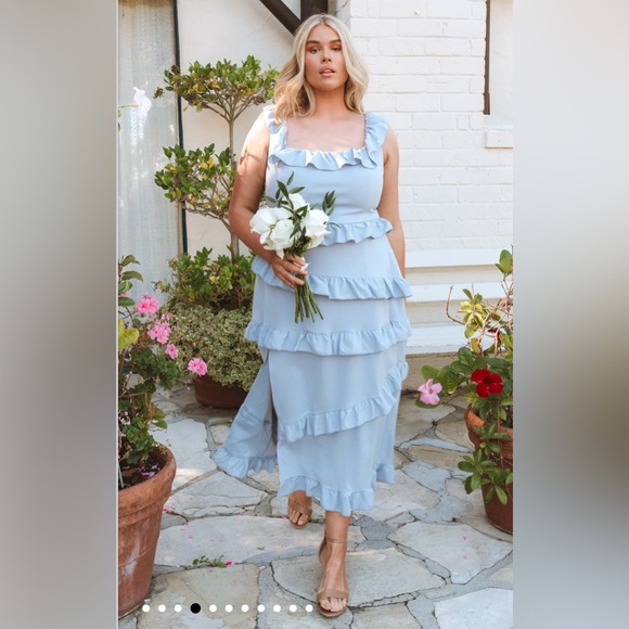 Show Me Your MuMu NWOT Greta Dress in Steel Blue Stretch - Picture 8 of 16